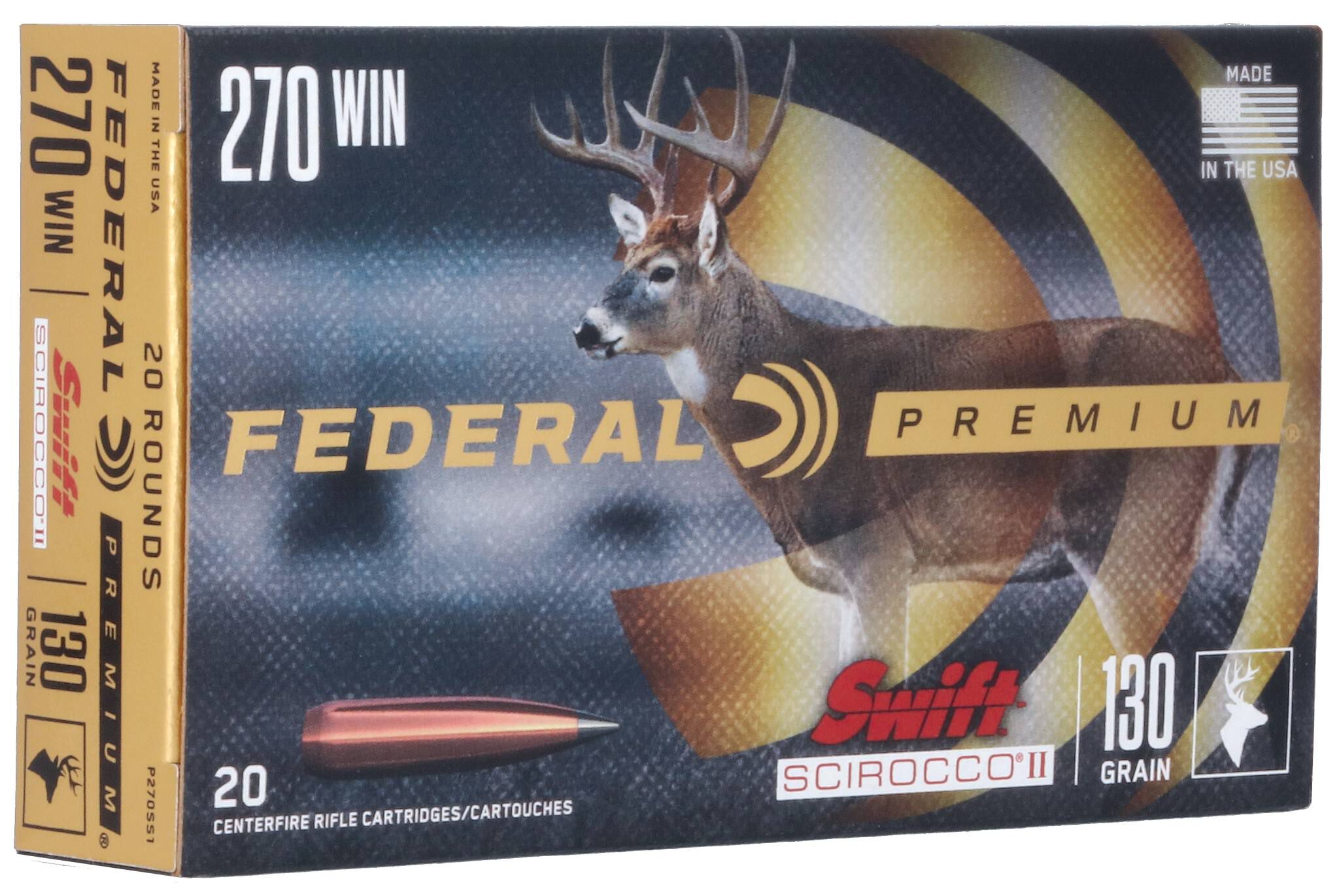 Federal 270 130gr Swift Scirocco II – Powerful .270 Win Deer Hunting Ammo, 3050 fps, 20 Rounds