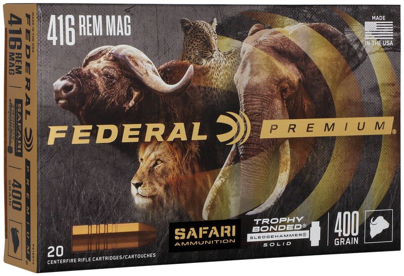 Safari Trophy Bonded Sledgehammer Solid, 416 Rem Magnum, 400 Grain, Trophy Bonded Sledgehammer Solid, 2400 fps