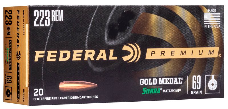 Gold Medal Sierra MatchKing, 223 Rem, 69 Grain, Sierra Matchking Boat-Tail Hollow Point, 2950 fps