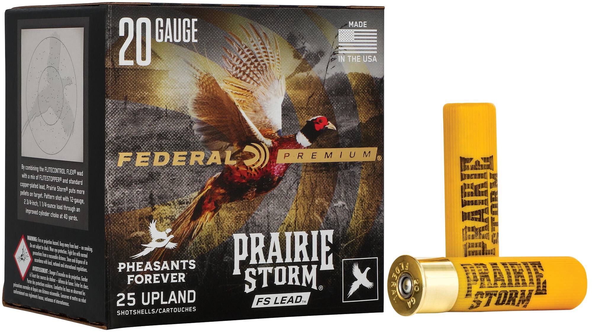 Federal 20ga 3in 1oz #6 Prairie Storm FS – Powerful 20 Gauge Upland Loads, 1300 fps, 25 Rounds