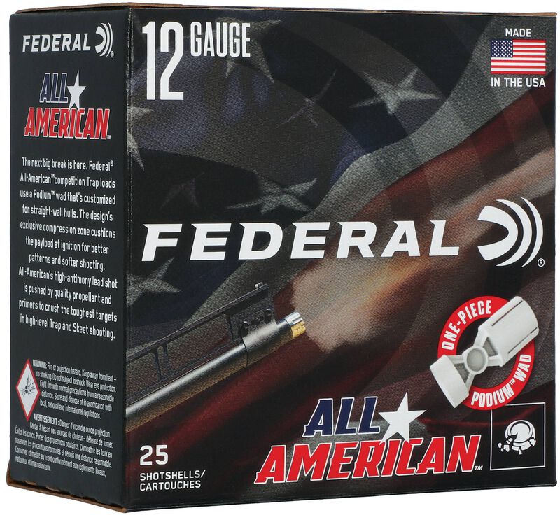All-American, 12 Gauge, 7.5 Shot, 2-3/4 in, 1 1/8 oz, 1200 fps