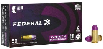 Syntech Training Match, 45 Auto, 230 Grain, Syntech Jacket Flat Nose, 890 fps