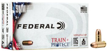Train + Protect, 9mm Luger, 115 Grain, Jacketed Hollow Point, 1180 fps