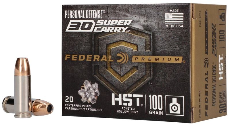 Personal Defense HST, 30 Super Carry, 100 Grain, HST Jacketed Hollow Point, 1250 fps