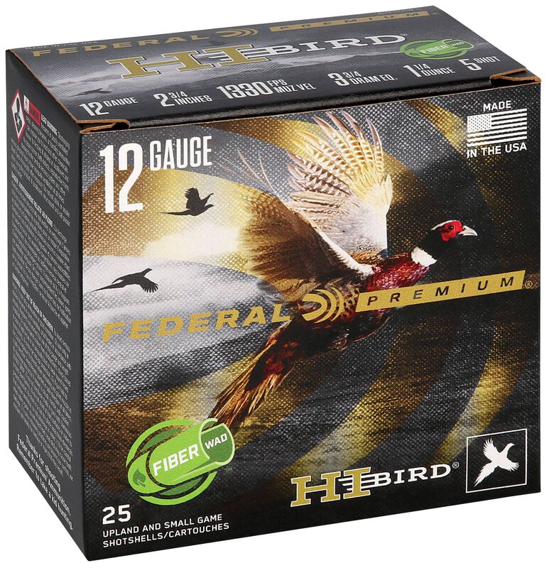 Hi-Bird Fiber Wad, 12 Gauge, 5 Shot, 2-3/4 in, 1 1/4 oz, 1330 fps