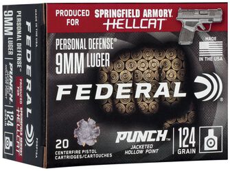 Personal Defense Punch Hellcat, 9mm Luger, 124 Grain, Punch Jacket Hollow Point, 1070 fps