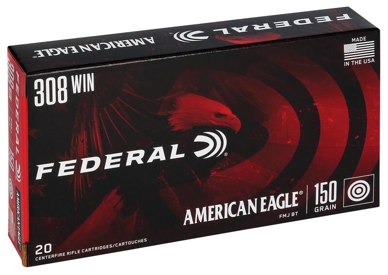American Eagle Rifle, 308 Win, 150 Grain, Full Metal Jacket Boat-Tail, 2820 fps