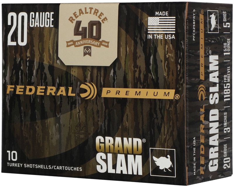 Grand Slam Realtree 40th Anniversary Edition, 20 Gauge, 5 Shot, 3 in, 1 5/16 oz, 1185 fps