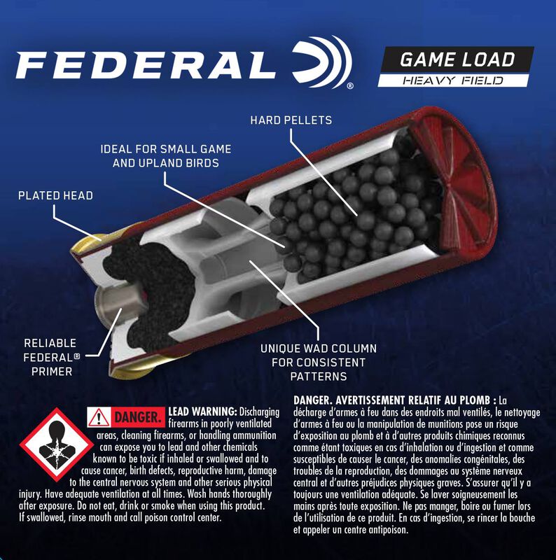 Game Load Upland Heavy Field, 12 Gauge, 6 Shot, 2-3/4 in, 1 1/4 oz, 1220 fps