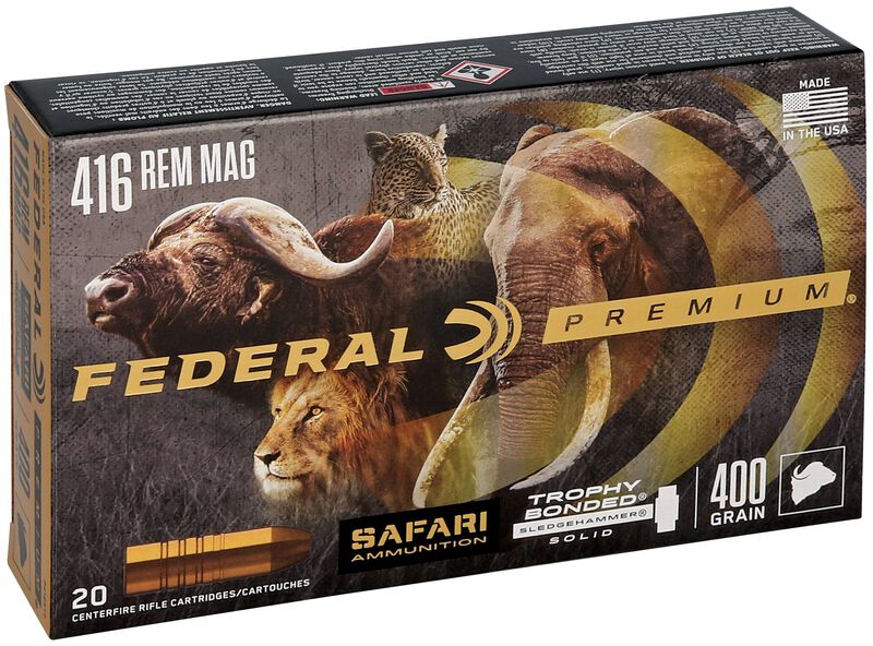 Safari Trophy Bonded Sledgehammer Solid, 416 Rem Magnum, 400 Grain, Trophy Bonded Sledgehammer Solid, 2400 fps