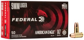 American Eagle Handgun, 9mm Luger, 147 Grain, Full Metal Jacket, 1000 fps