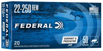 Varmint & Predator, 22-250 Rem, 50 Grain, Jacketed Hollow Point, 3850 fps