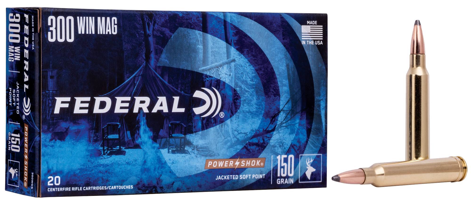 Federal 300 Win Mag 150gr JSP – Proven .300 Win Mag Deer Hunting Ammo, 3150 fps, 20 Rounds