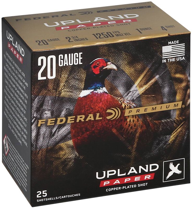Upland Paper, 20 Gauge, 4 Shot, 2-3/4 in, 1 oz, 1250 fps