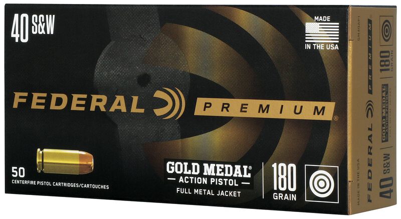 Gold Medal Action Pistol, 40 S&amp;W, 180 Grain, Total Metal Jacket Flat Nose, 950 fps