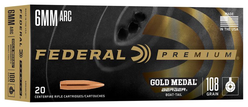 Gold Medal Berger, 6mm ARC, 108 Grain, Berger BT Target, 2650 fps