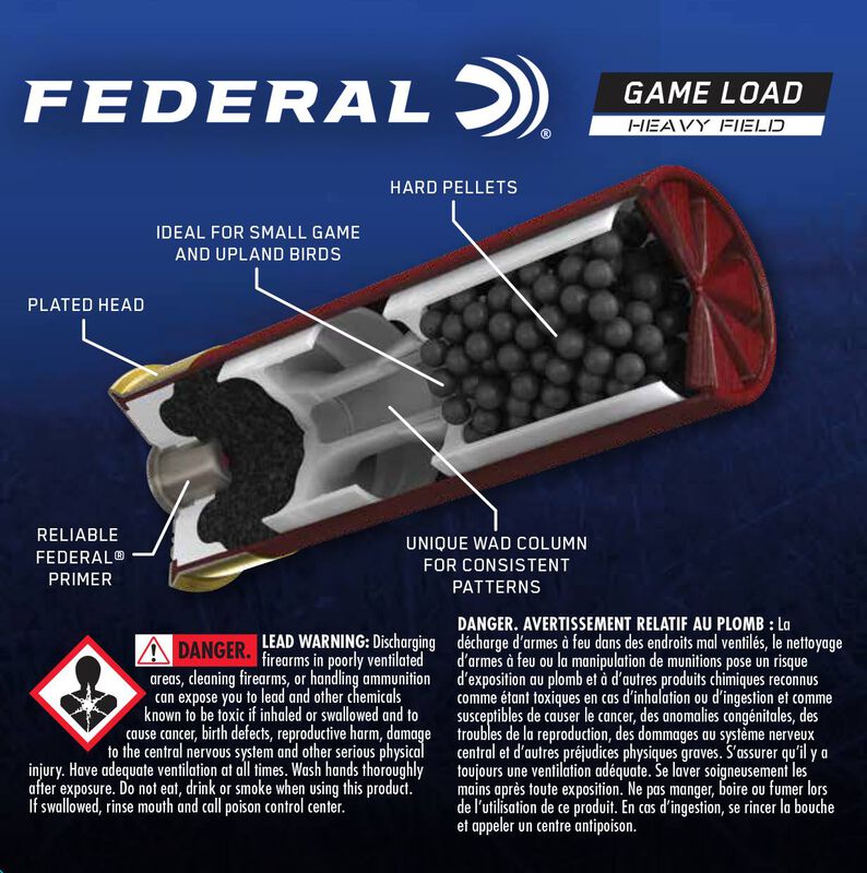 Game Load Upland Heavy Field, 12 Gauge, 4 Shot, 2-3/4 in, 1 1/4 oz, 1220 fps