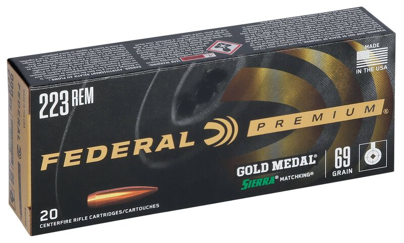 Gold Medal Sierra MatchKing, 223 Rem, 69 Grain, Sierra Matchking Boat-Tail Hollow Point, 2950 fps