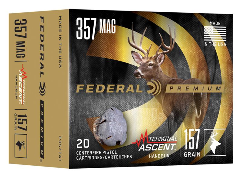 Terminal Ascent Handgun, 357 Magnum, 157 Grain, Terminal Ascent JHP, 1410 fps 357 Magnum Caliber Ammo - 20 Rounds of 157 Grain Weight Ammunition ammunition
