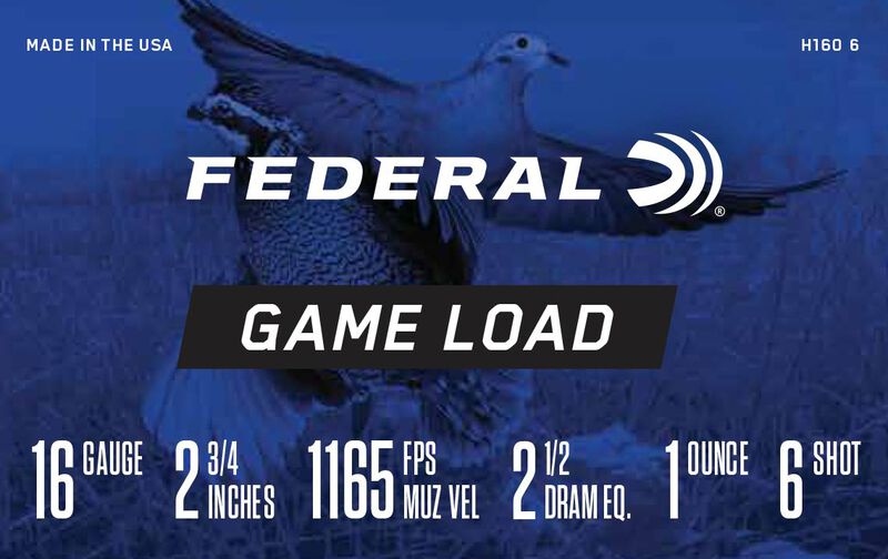Game Load Upland, 16 Gauge, 6 Shot, 2-3/4 in, 1 oz, 1165 fps