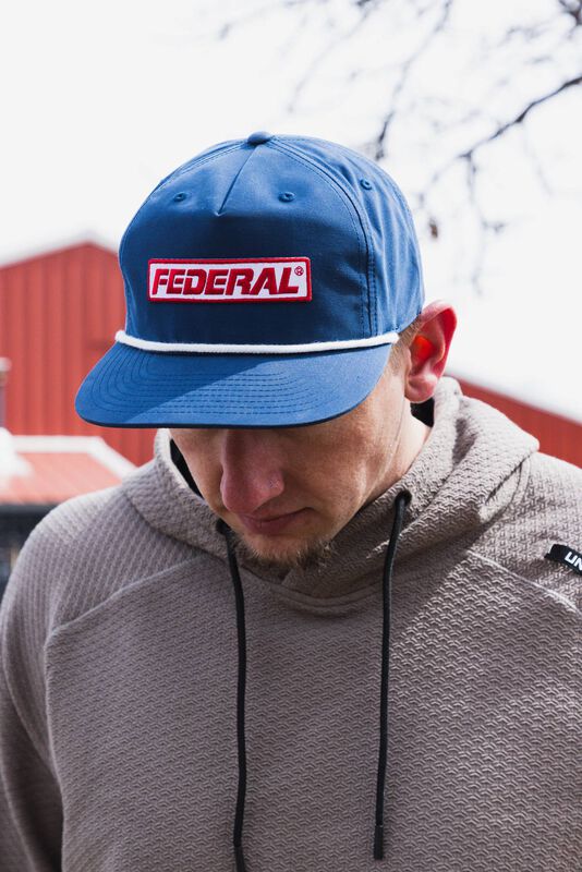 Federal Logo Patch White Rope Hat, Navy, Flat Bill