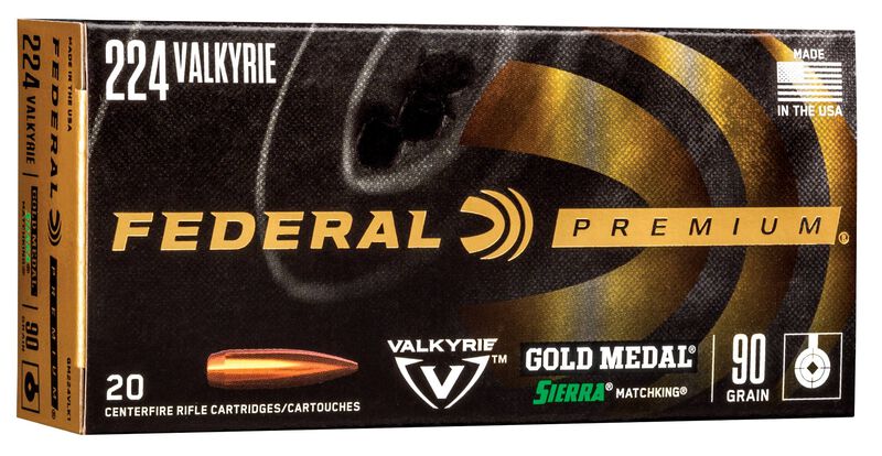 Gold Medal Sierra MatchKing, 224 Valkyrie, 90 Grain, Sierra Matchking Boat-Tail Hollow Point, 2700 fps