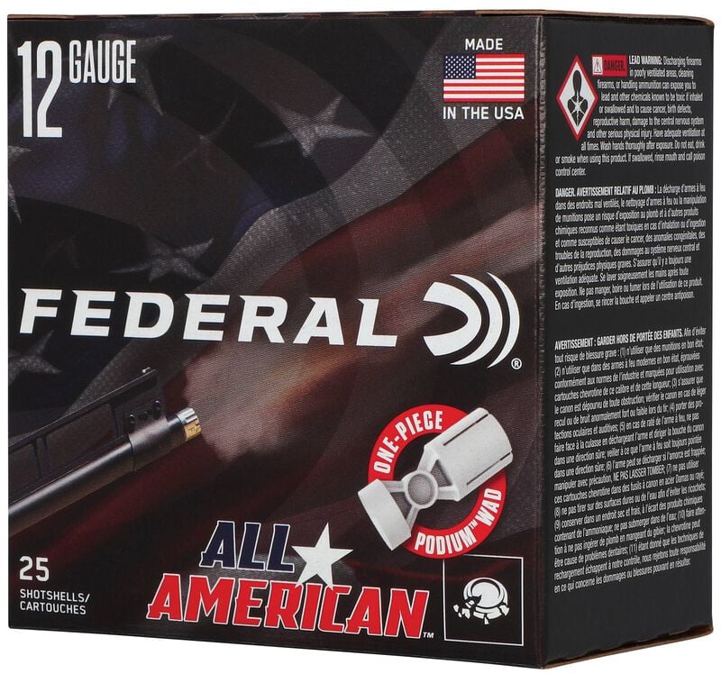 All-American, 12 Gauge, 7.5 Shot, 2-3/4 in, 1 oz, 1200 fps