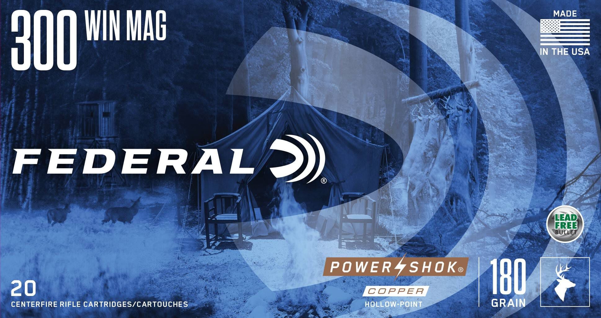 Federal 300 Win Mag 180gr Copper HP – Powerful .300 Winchester Magnum Hunting Ammo, 2850 fps, 20 Rounds