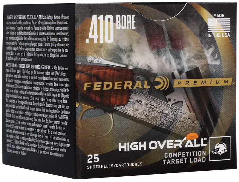 High Over All, 410 Bore, 8.5 Shot, 2-1/2 in, 1/2 oz, 1275 fps
