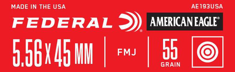 American Eagle Rifle, 5.56x45mm, 55 Grain, Full Metal Jacket Boat-Tail, 3165 fps