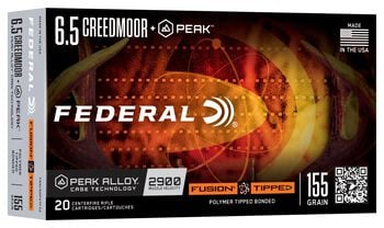 Fusion Tipped Rifle, 6.5 Creedmoor +Peak, 155 Grain, Fusion Tipped, 2900 fps