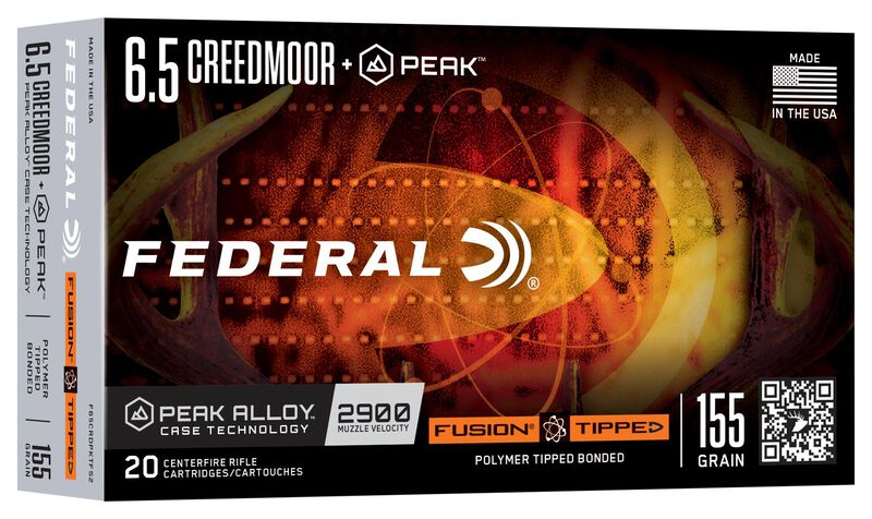 Fusion Tipped Rifle, 6.5 Creedmoor +Peak, 155 Grain, Fusion Tipped, 2900 fps