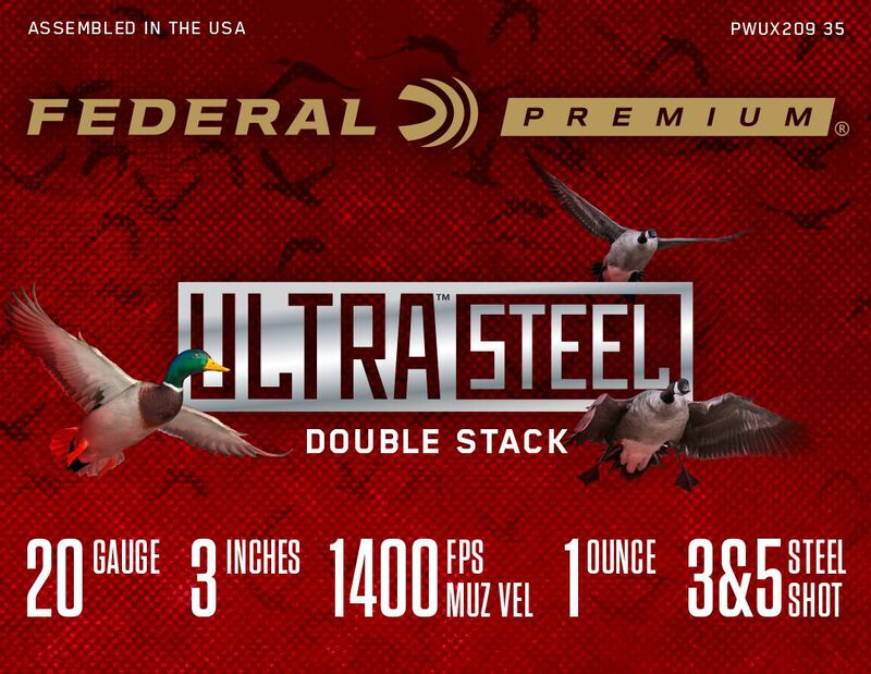Ultra Steel, 20 Gauge, 3 and 5 Shot, 3 in, 1 oz, 1400 fps