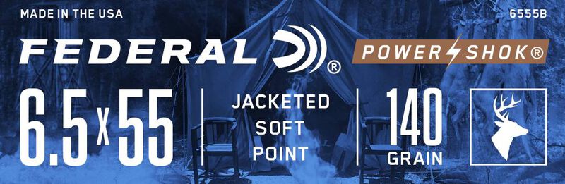 Power-Shok Rifle, 6.5x55 Swedish, 140 Grain, Jacketed Soft Point, 2650 fps