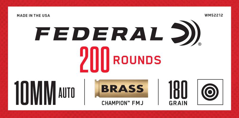 Champion Training, 10mm Auto, 180 Grain, Full Metal Jacket, 1200 fps