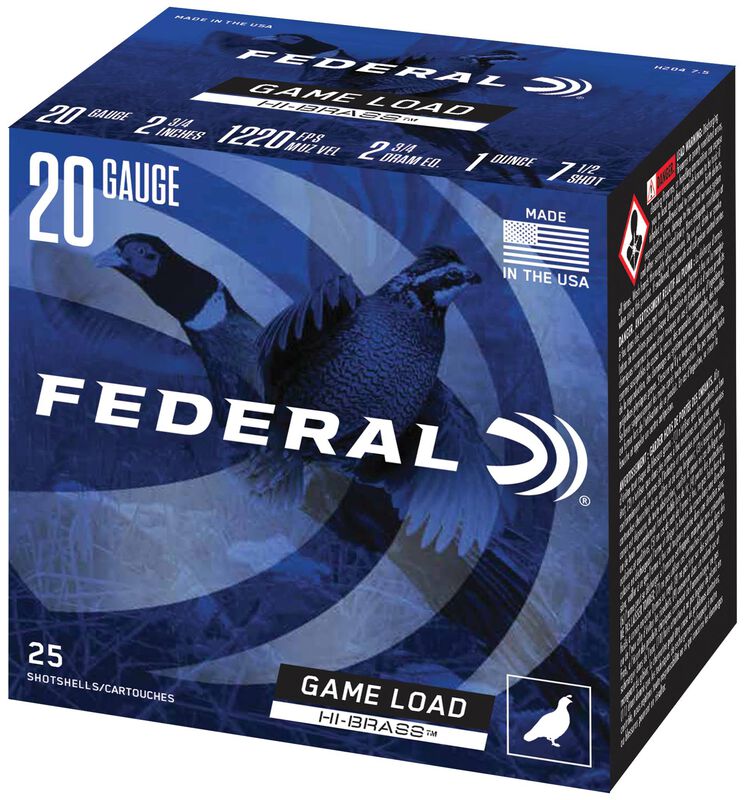 Game Load Upland Hi-Brass, 20 Gauge, 7.5 Shot, 2-3/4 in, 1 oz, 1220 fps