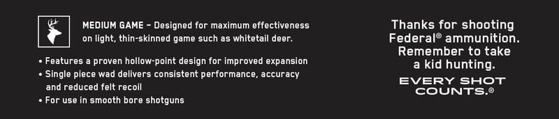 Power-Shok Rifled Slug, 12 Gauge, 438 Grain, 2-3/4 in, 1610 fps