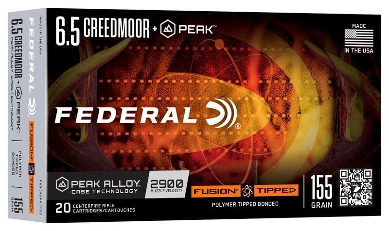 Fusion Tipped Rifle, 6.5 Creedmoor +Peak, 155 Grain, Fusion Tipped, 2900 fps