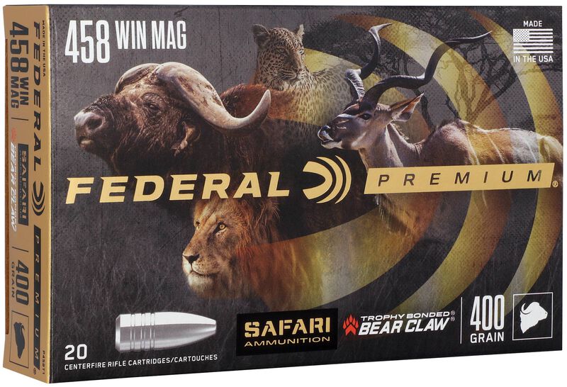 Safari Trophy Bonded Bear Claw, 458 Win Magnum, 400 Grain, Trophy Bonded Bear Claw, 2250 fps