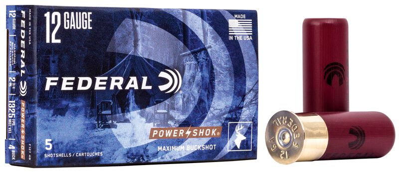 Power-Shok Buckshot, 12 Gauge, 4 Buck Shot, 2-3/4 in, 1325 fps