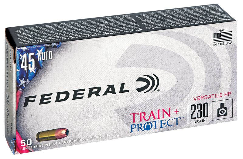 Train + Protect, 45 Auto, 230 Grain, Jacketed Hollow Point, 850 fps