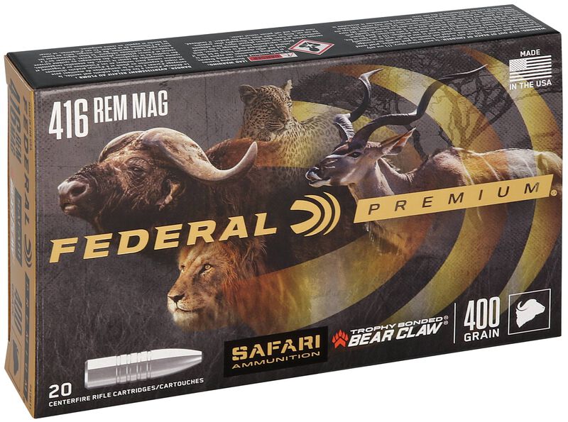 Safari Trophy Bonded Bear Claw, 416 Rem Magnum, 400 Grain, Trophy Bonded Bear Claw, 2400 fps