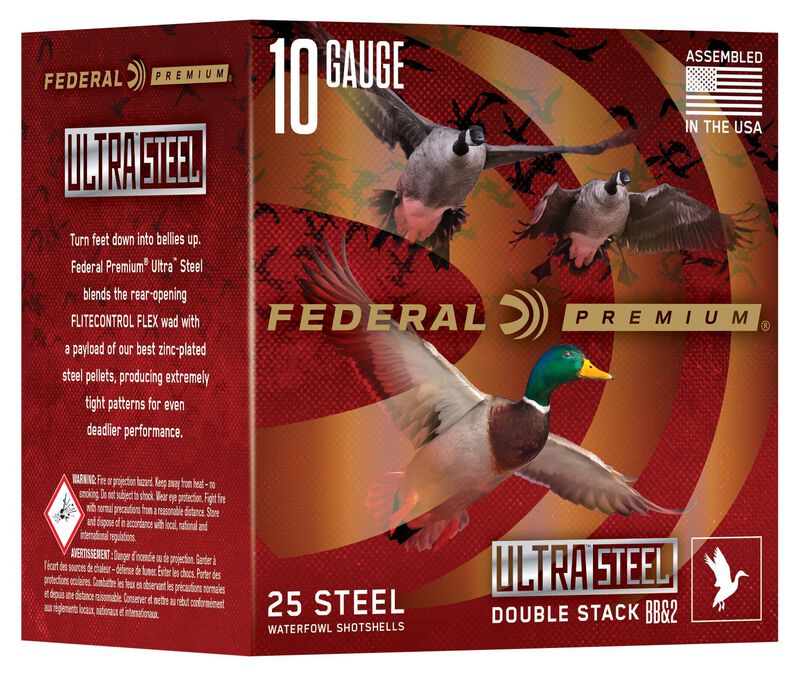 Ultra Steel, 10 Gauge, BB and 2 Shot, 3-1/2 in, 1 5/8 oz, 1400 fps