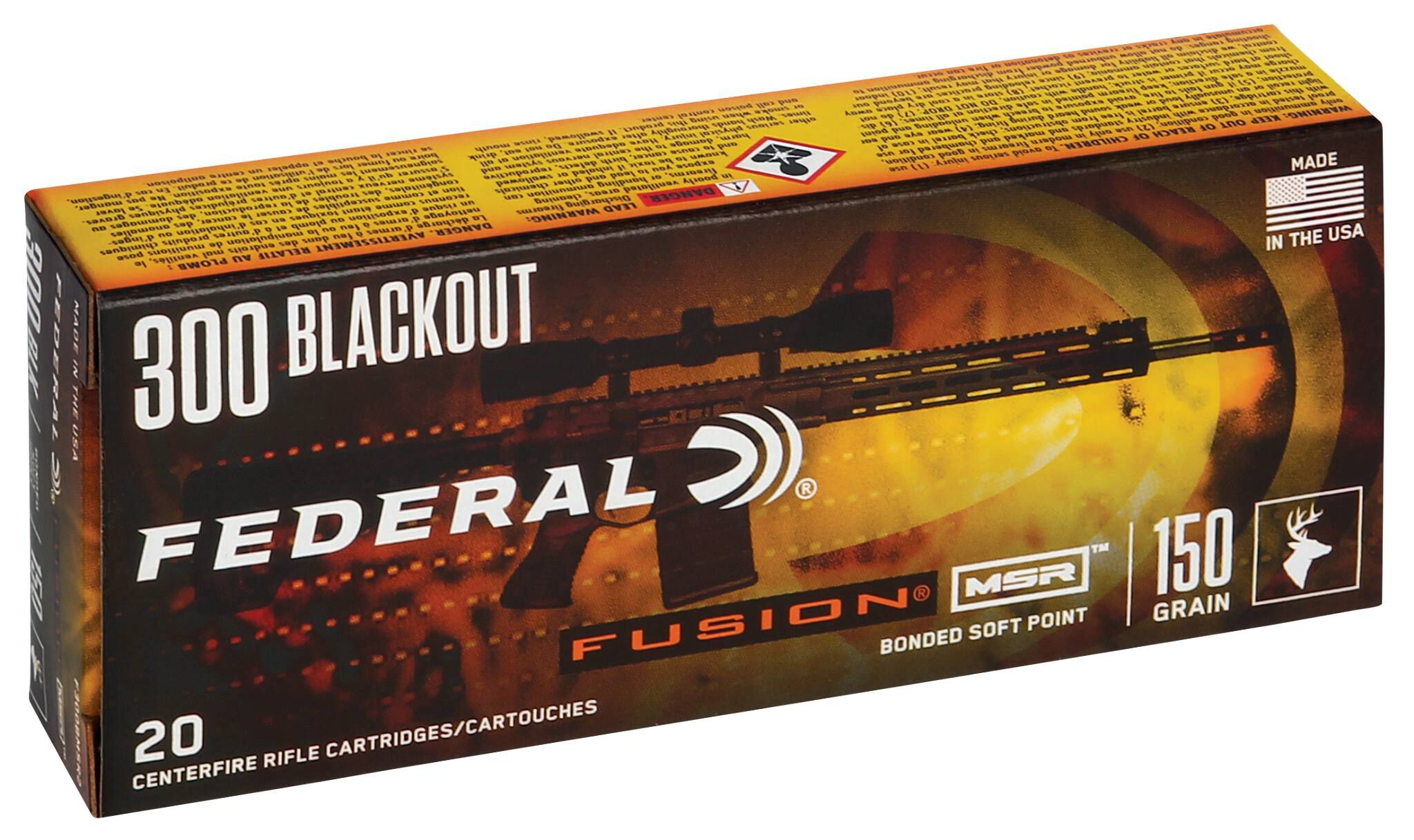 Federal 300 BLK 150gr Fusion MSR – Powerful 300 AAC Blackout Deer Hunting Ammo, 1900 fps, 20 Rounds 2 Federal 300 BLK 150gr Fusion MSR – Powerful 300 AAC Blackout Deer Hunting Ammo, 1900 fps, 20 Rounds - Image 2