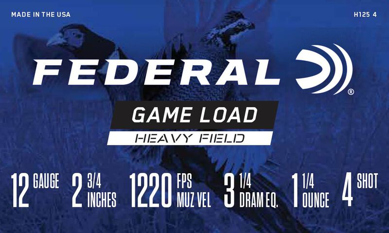 Game Load Upland Heavy Field, 12 Gauge, 4 Shot, 2-3/4 in, 1 1/4 oz, 1220 fps