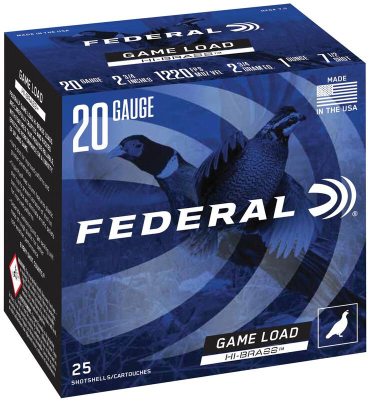 Game Load Upland Hi-Brass, 20 Gauge, 7.5 Shot, 2-3/4 in, 1 oz, 1220 fps