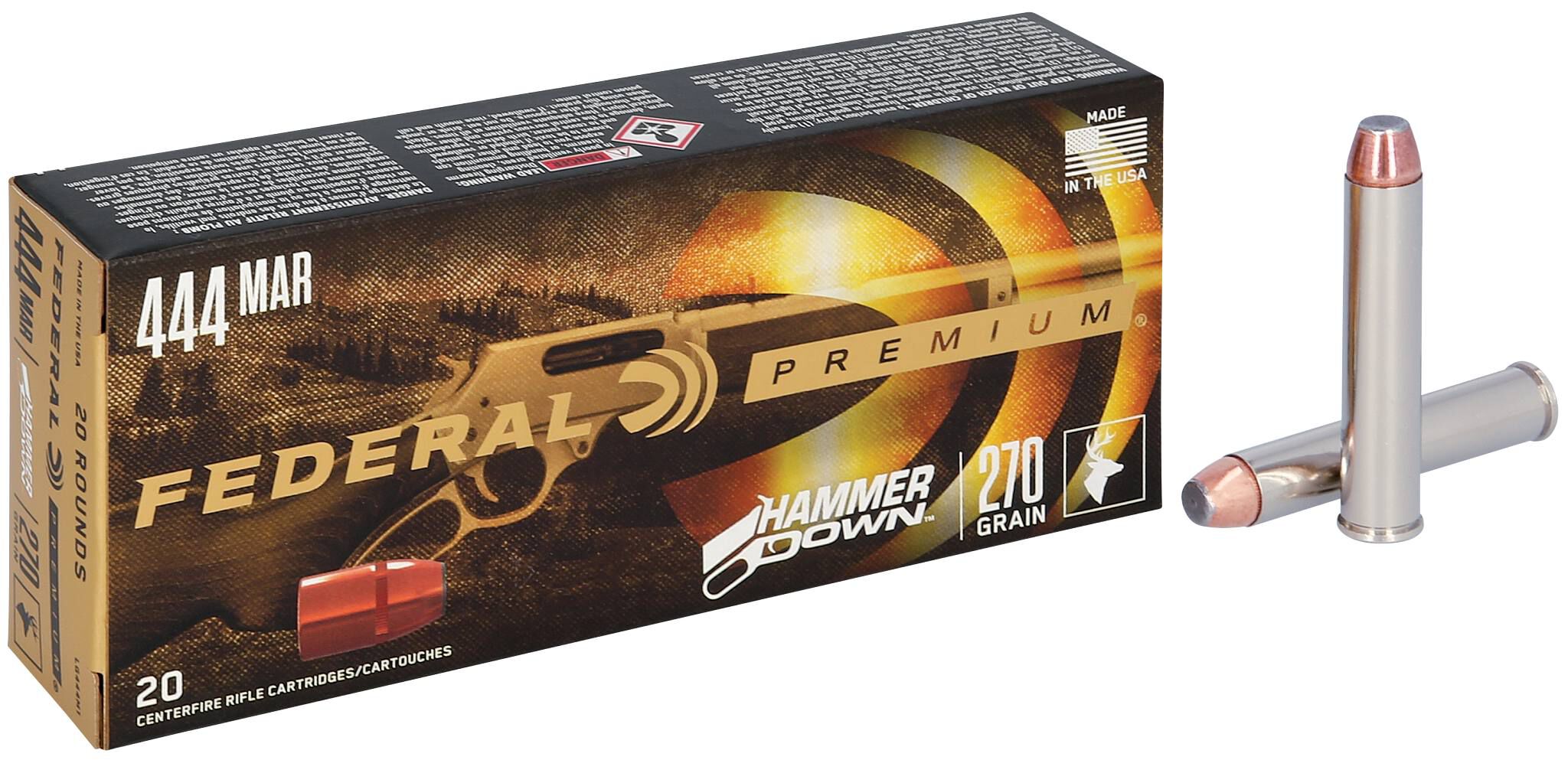 Federal 444 Marlin 270gr HammerDown BSP – Powerful .444 Marlin Lever Action Hunting Ammo, 2225 fps, 20 Rounds 2 Federal 444 Marlin 270gr HammerDown BSP – Powerful .444 Marlin Lever Action Hunting Ammo, 2225 fps, 20 Rounds - Image 2
