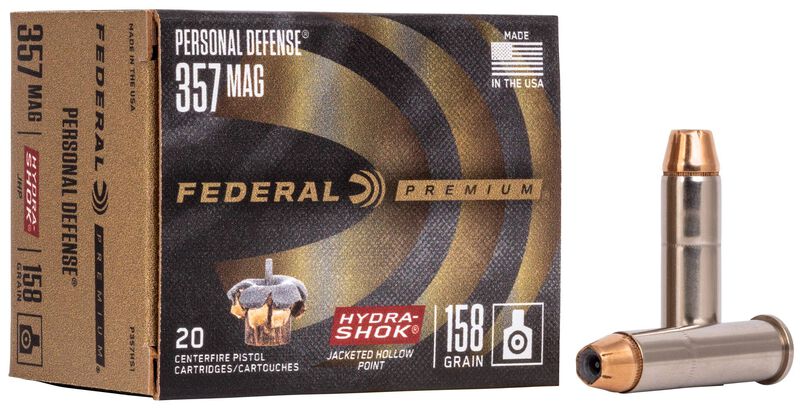 Personal Defense Hydra-Shok, 357 Magnum, 158 Grain, Hydra-Shok Jacketed Hollow Point, 1240 fps