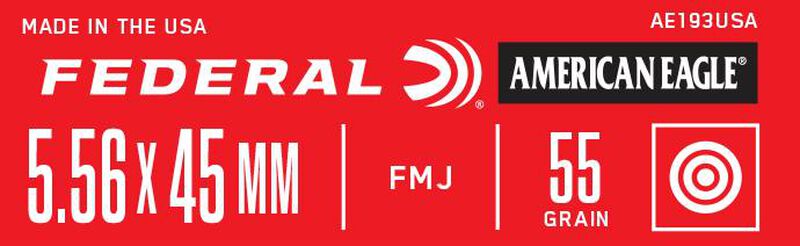 American Eagle Rifle, 5.56x45mm, 55 Grain, Full Metal Jacket Boat-Tail, 3165 fps