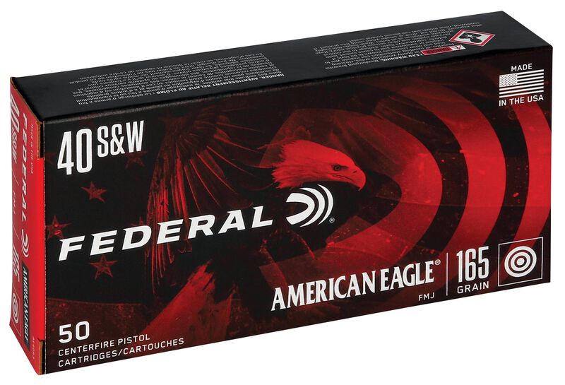 American Eagle Handgun, 40 S&amp;W, 165 Grain, Full Metal Jacket, 1130 fps